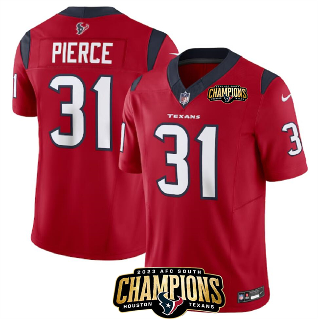 Men's Houston Texans #31 Dameon Pierce Red 2023 F.U.S.E. AFC South Champions Patch Vapor Untouchable Limited Football Stitched Jersey